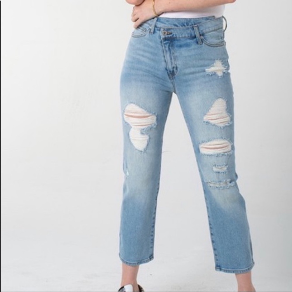 Cross front cute jeans Kylie+kendal rock candy